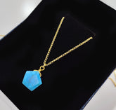 Turquoise Howlite Wire Wrap Pendant, Pentagon Shape Handmade Pendant, Gold Electroplated Necklace, December Birthstone